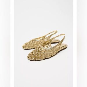 Zara Metallic Braided Slingbacks